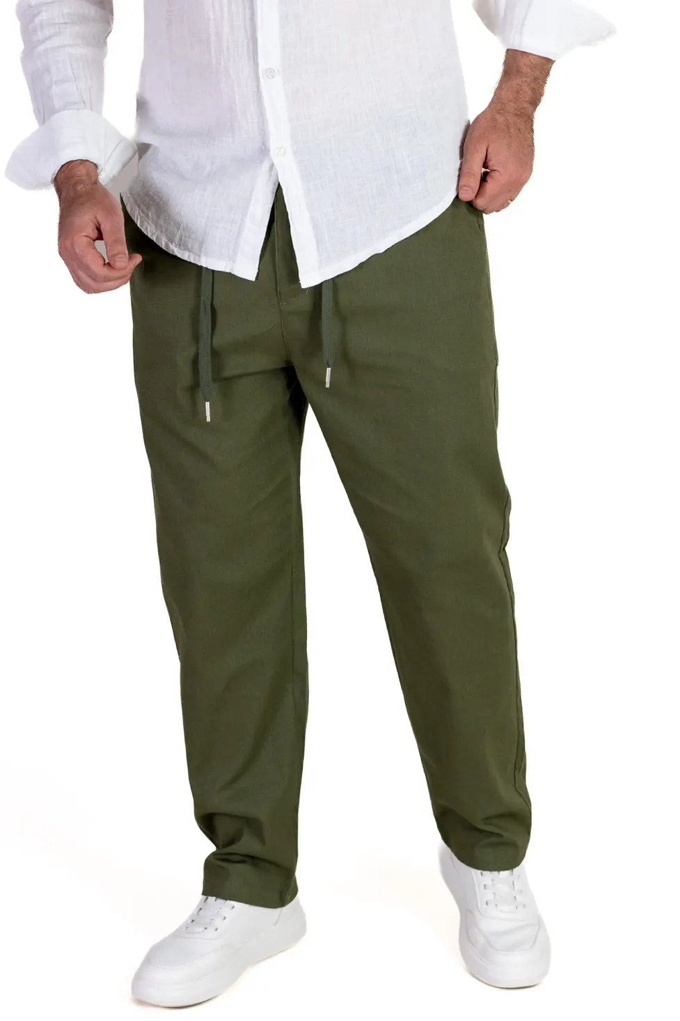 Pantaloni verzi regular fit bumbac de vară [5]