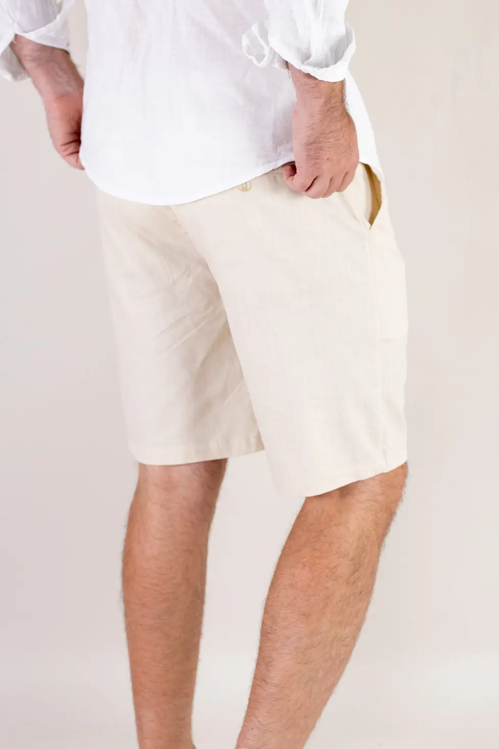 Pantaloni scurti crem din bumbac [4]