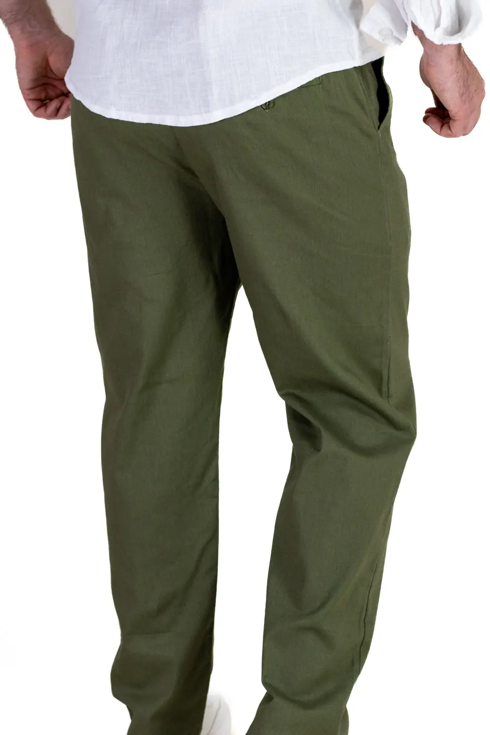 Pantaloni verzi regular fit bumbac de vară [6]