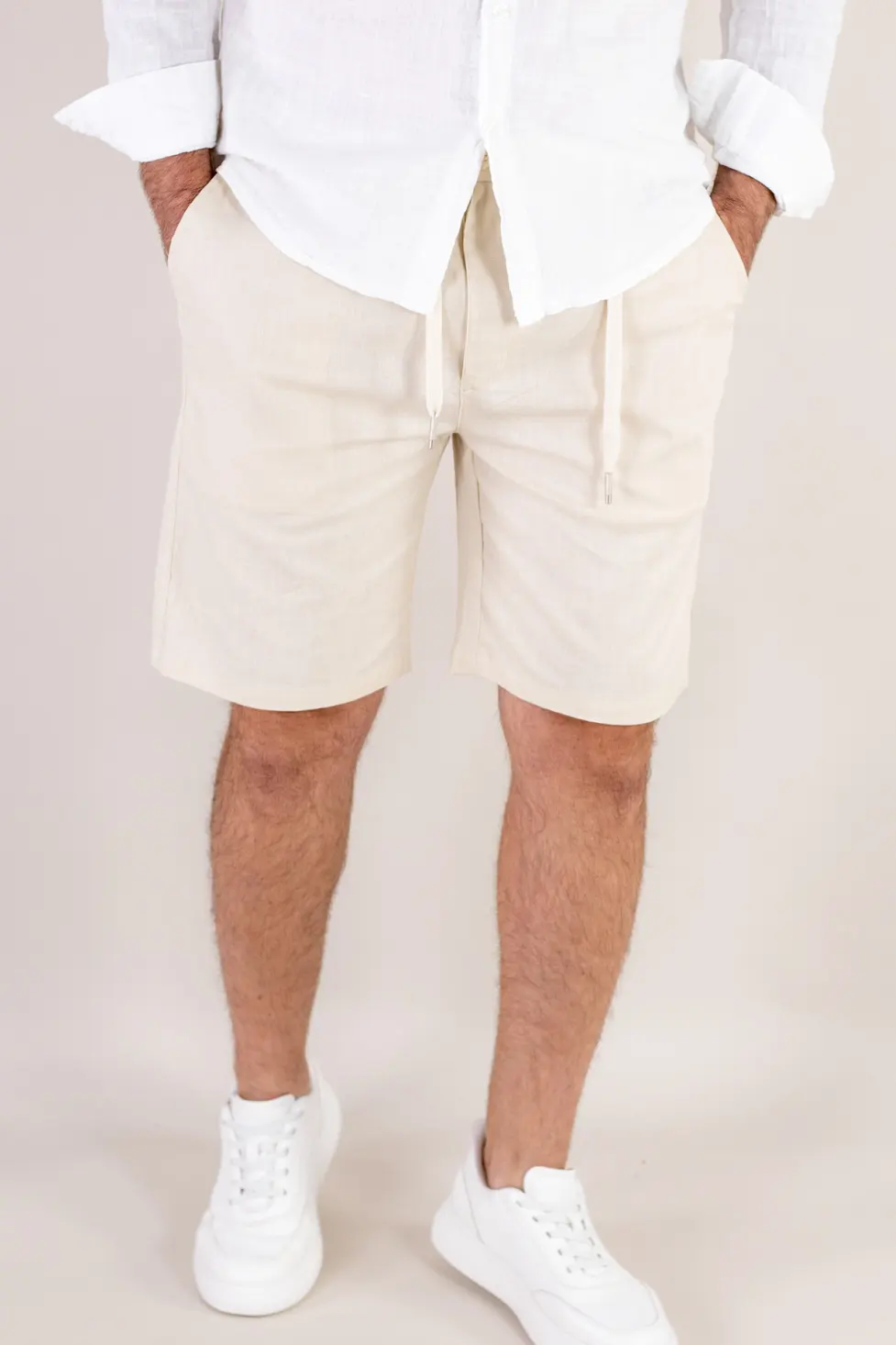 Pantaloni scurti crem din bumbac [5]