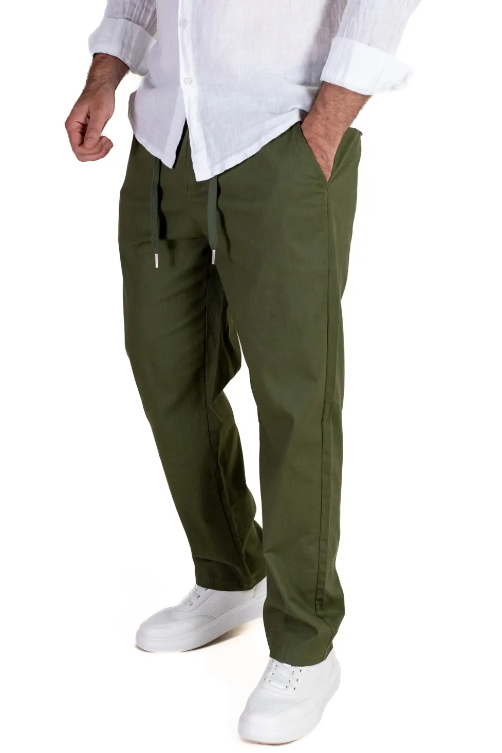 Pantaloni verzi regular fit bumbac de vară [3]