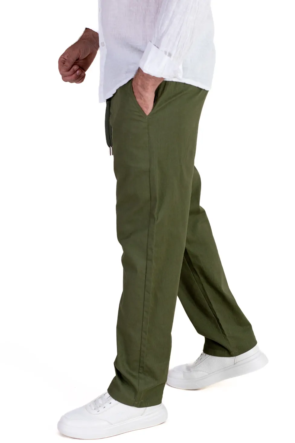 Pantaloni verzi regular fit bumbac de vară [4]