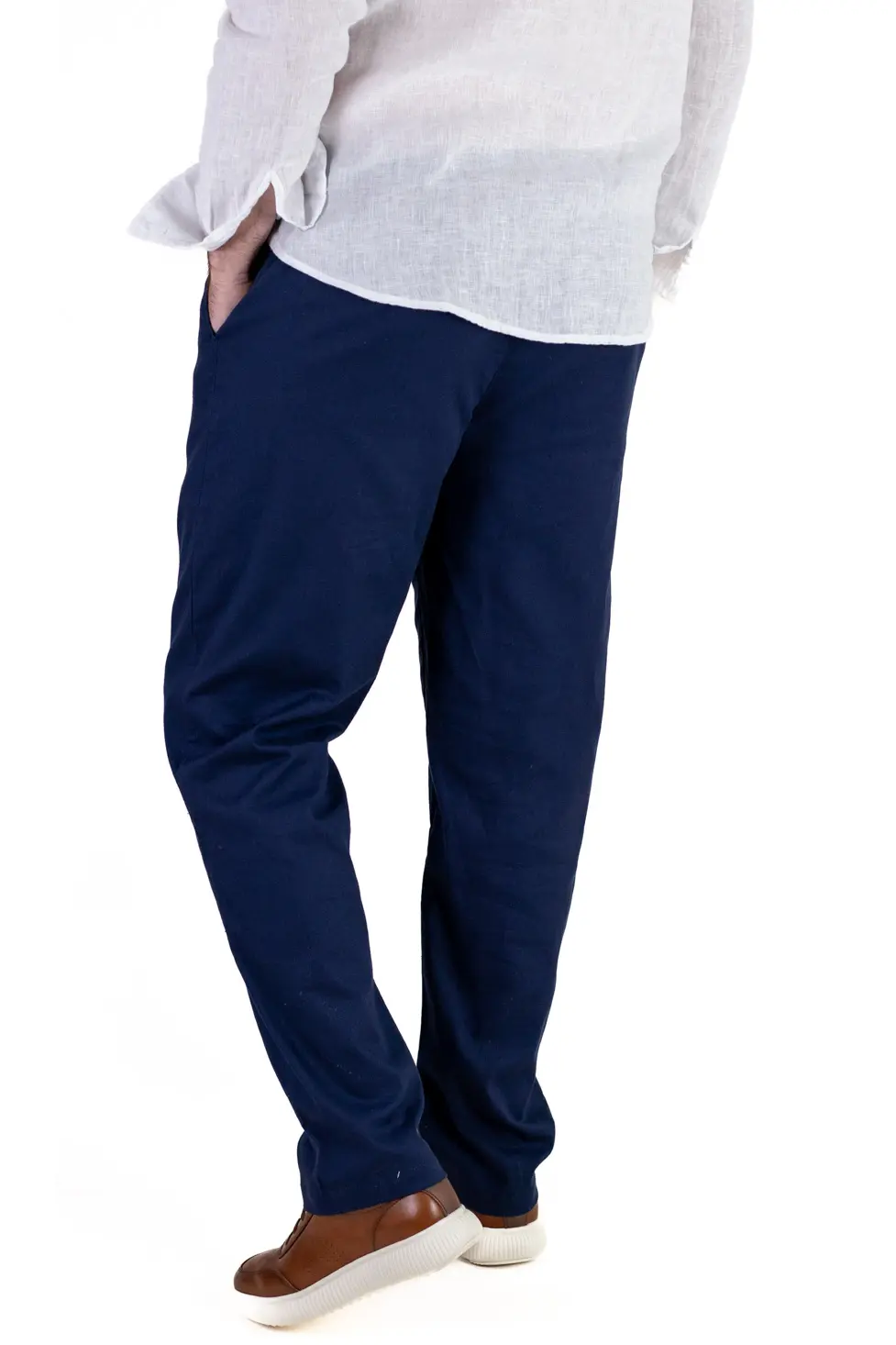 Pantaloni bleumarin regular fit bumbac de vară [6]