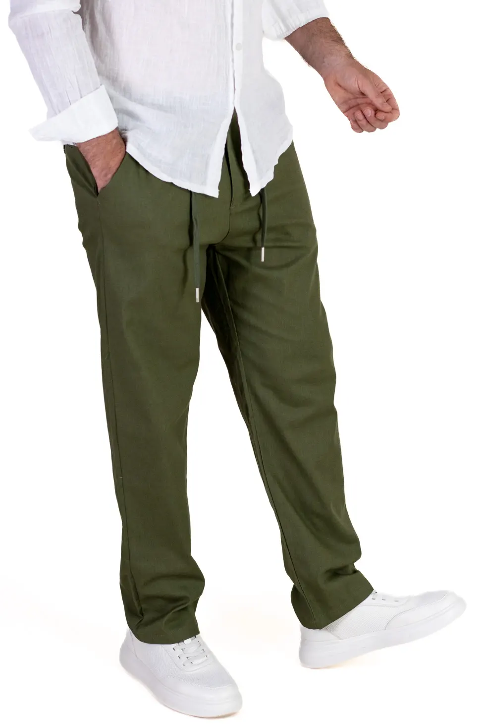 Pantaloni verzi regular fit bumbac de vară [2]