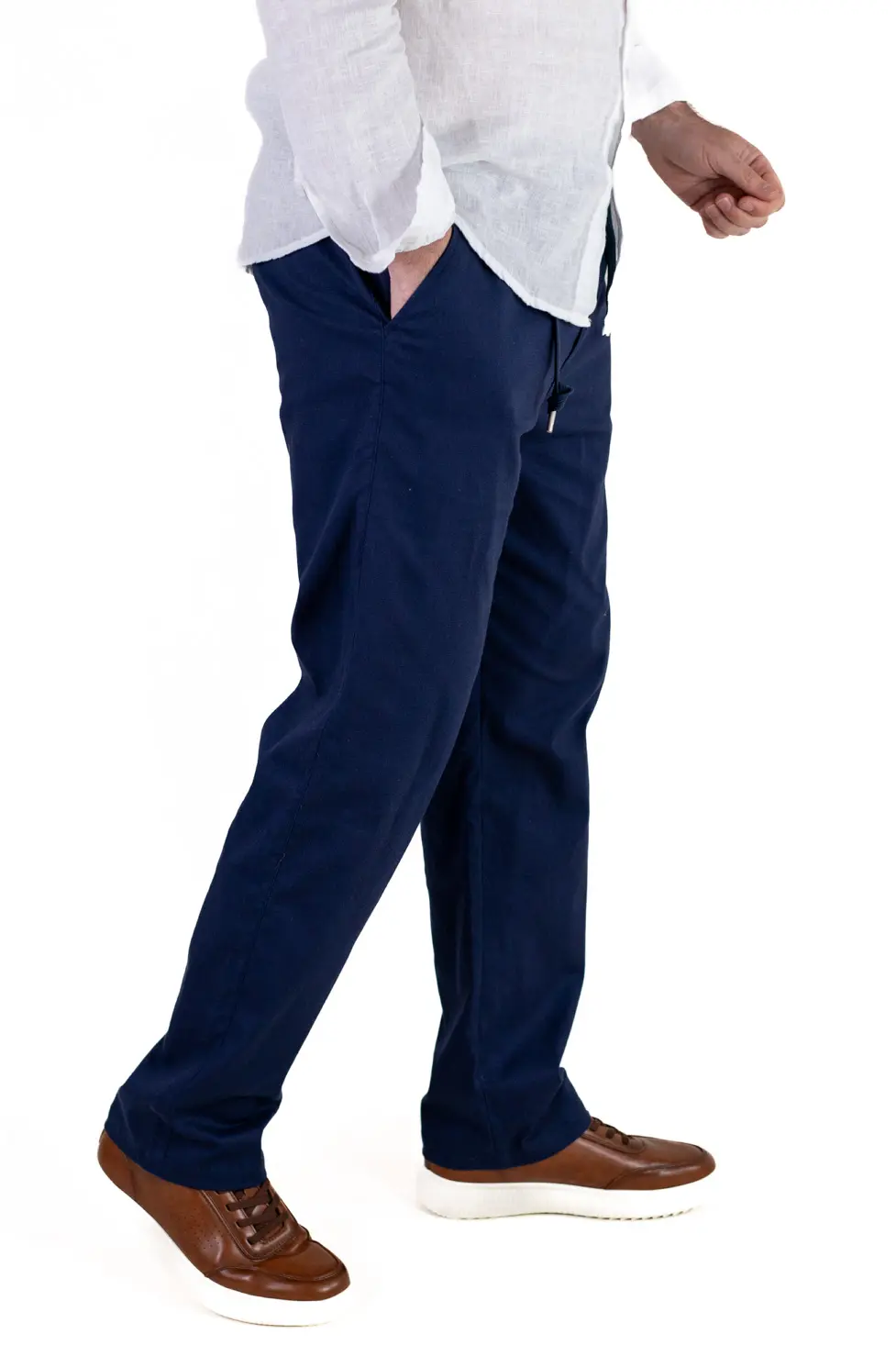 Pantaloni bleumarin regular fit bumbac de vară [4]