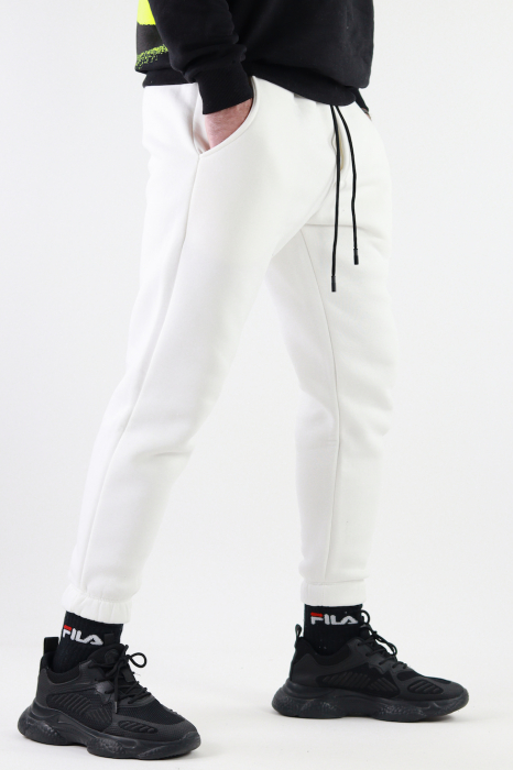 Pantaloni albi sport groși vatuiti [4]
