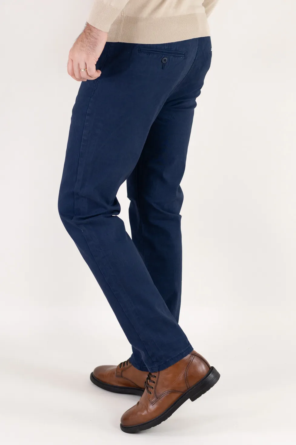 Pantaloni bărbați chino groși bleumarin [7]