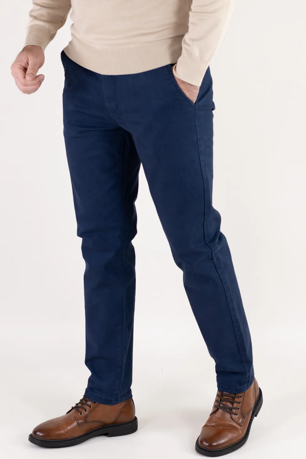 Pantaloni bărbați chino groși bleumarin [2]