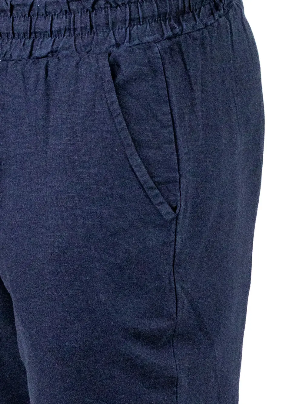 Pantaloni Bărbați In și Bumbac, Regular Fit, Talie Elastică cu Șnur, Bej/Cream, Colecția de Vară [7]