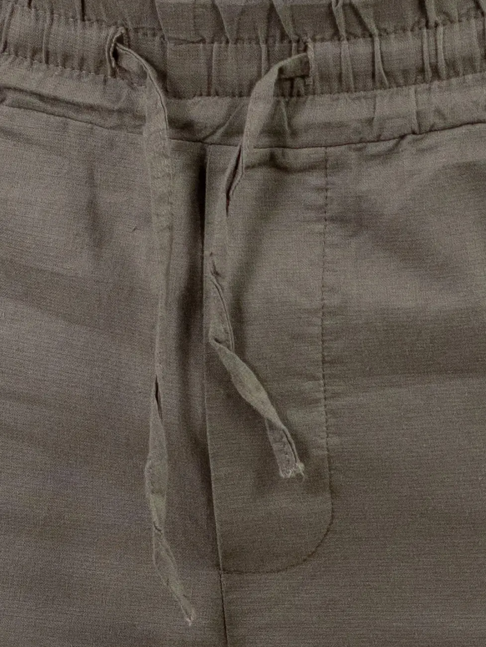 Pantaloni barbati de vară din in si bumbac verde militar [6]