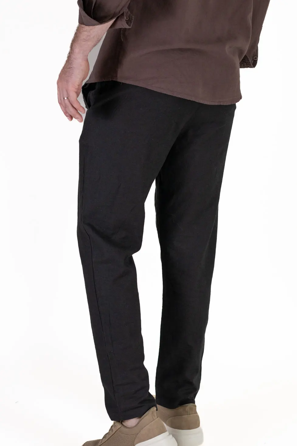 Pantaloni Bărbați In și Bumbac, Regular Fit, Talie Elastică cu Șnur, Bej/Cream, Colecția de Vară [6]