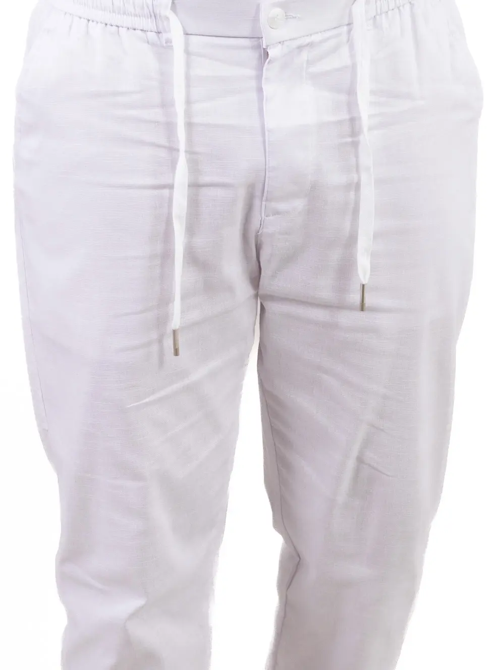 Pantaloni albi regular fit bumbac de vară [6]