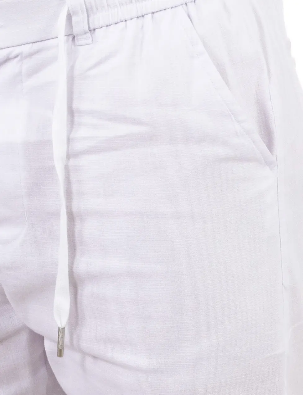 Pantaloni albi regular fit bumbac de vară [5]