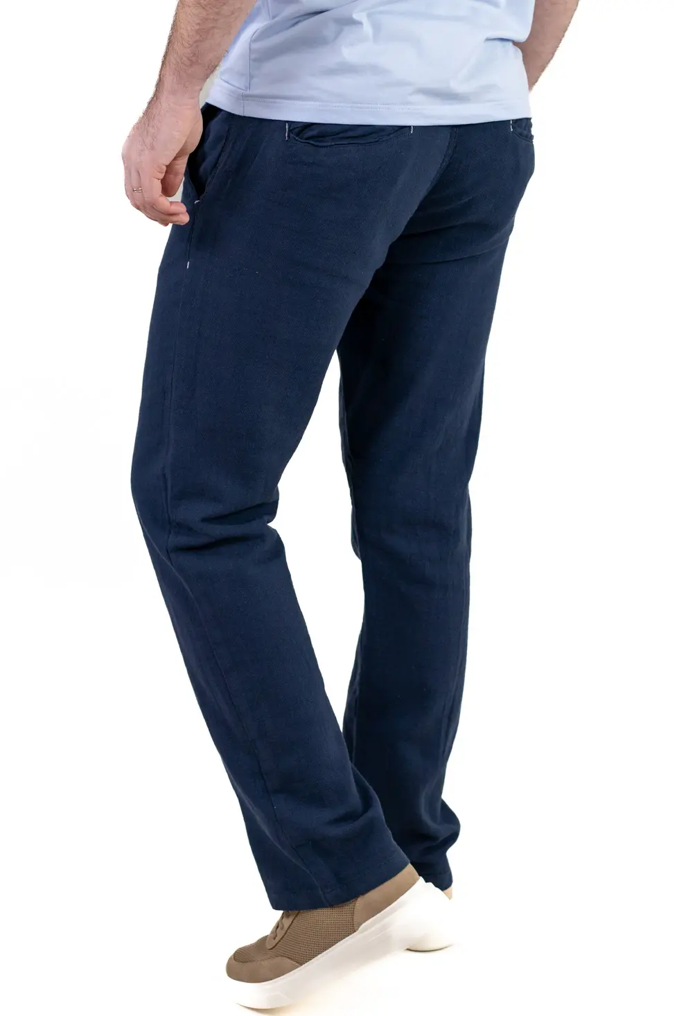 Pantaloni Bărbați Vară Regular Fit, 100% Bumbac, Talie Elastică, bleumarin [4]