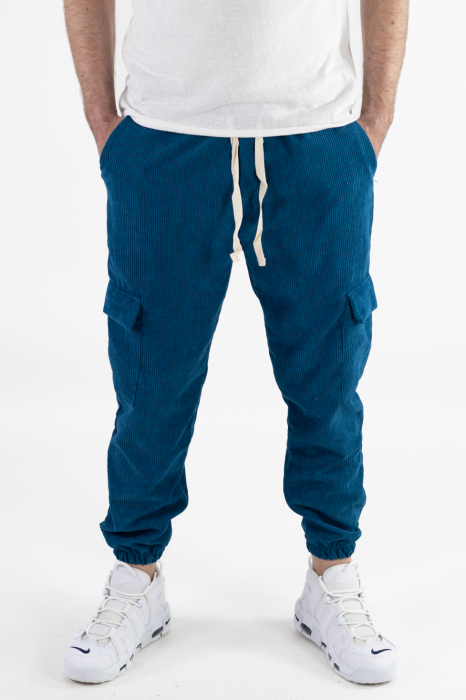 Pantaloni barbati cargo reiati bleumarin [5]