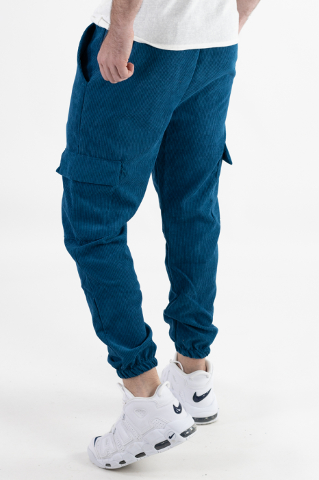 Pantaloni barbati cargo reiati bleumarin [7]