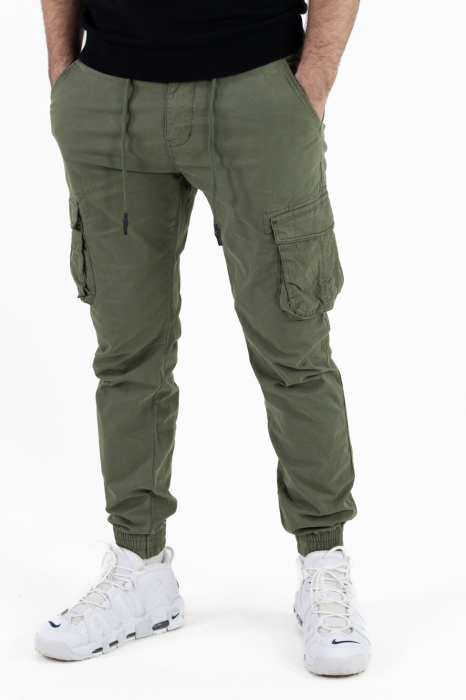 Pantaloni verzi cargo cu buzunare slim fit [3]