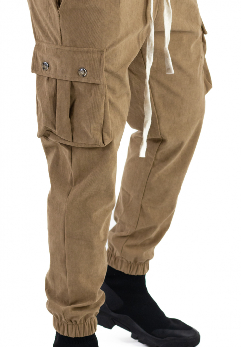 Pantaloni cargo bej material reiat [2]
