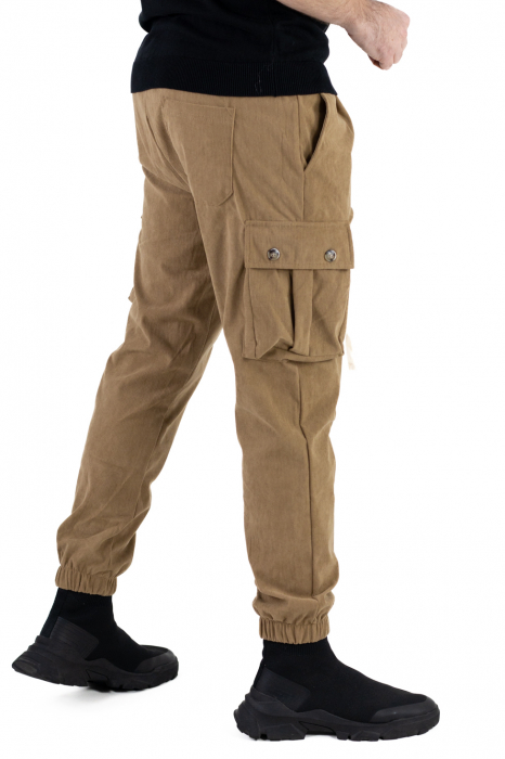 Pantaloni cargo bej material reiat [5]