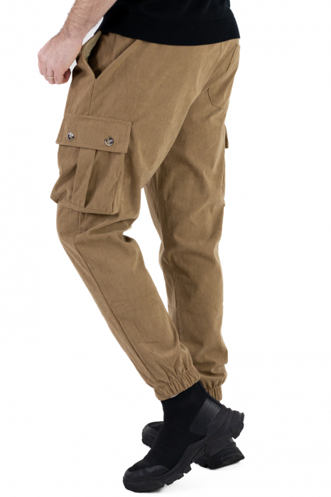 Pantaloni cargo bej material reiat [7]