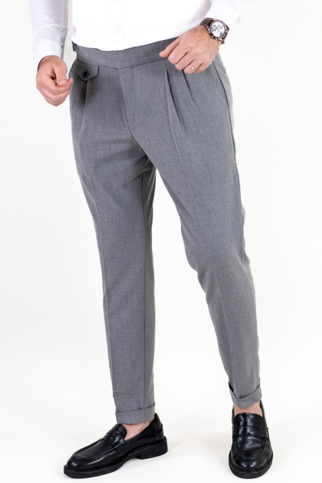 Pantaloni gri eleganti cu pense [4]