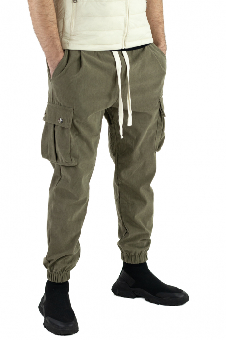Pantaloni cargo kaki material reiat [6]