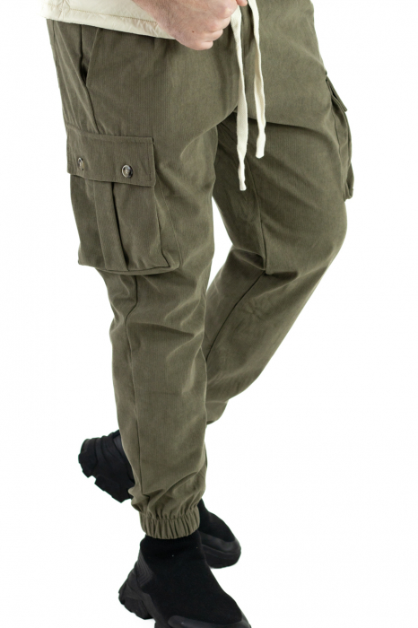 Pantaloni cargo kaki material reiat [2]