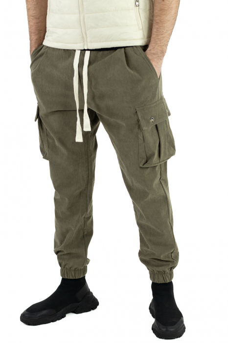 Pantaloni cargo kaki material reiat [7]