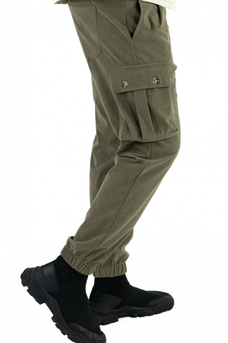 Pantaloni cargo kaki material reiat [3]