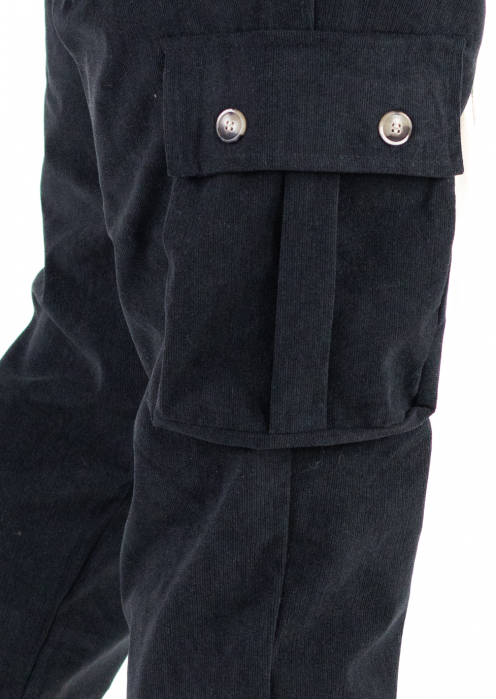 Pantaloni cargo negri material reiat [3]