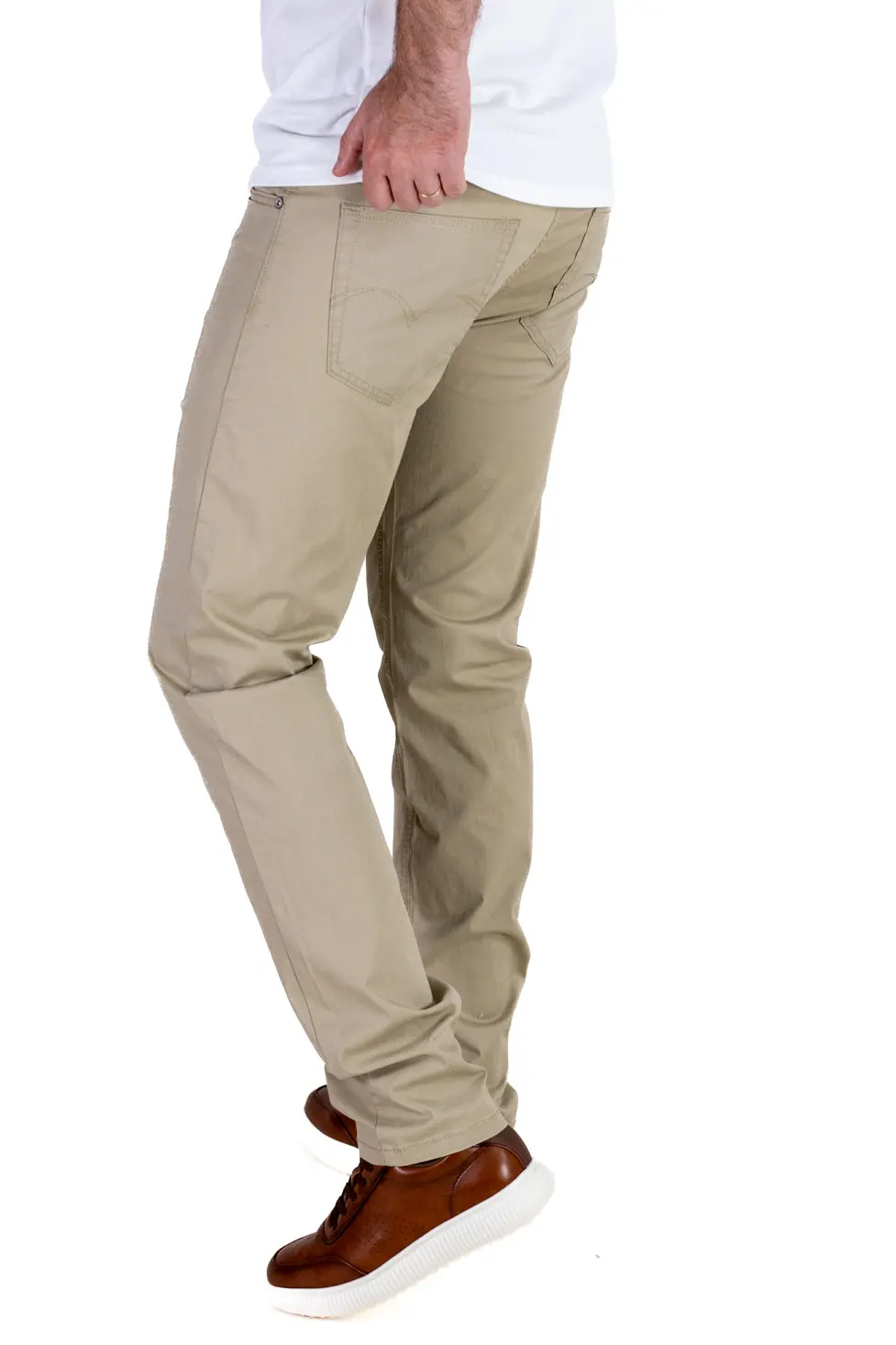 Pantaloni casual barbati - bej, Regular Fit [2]