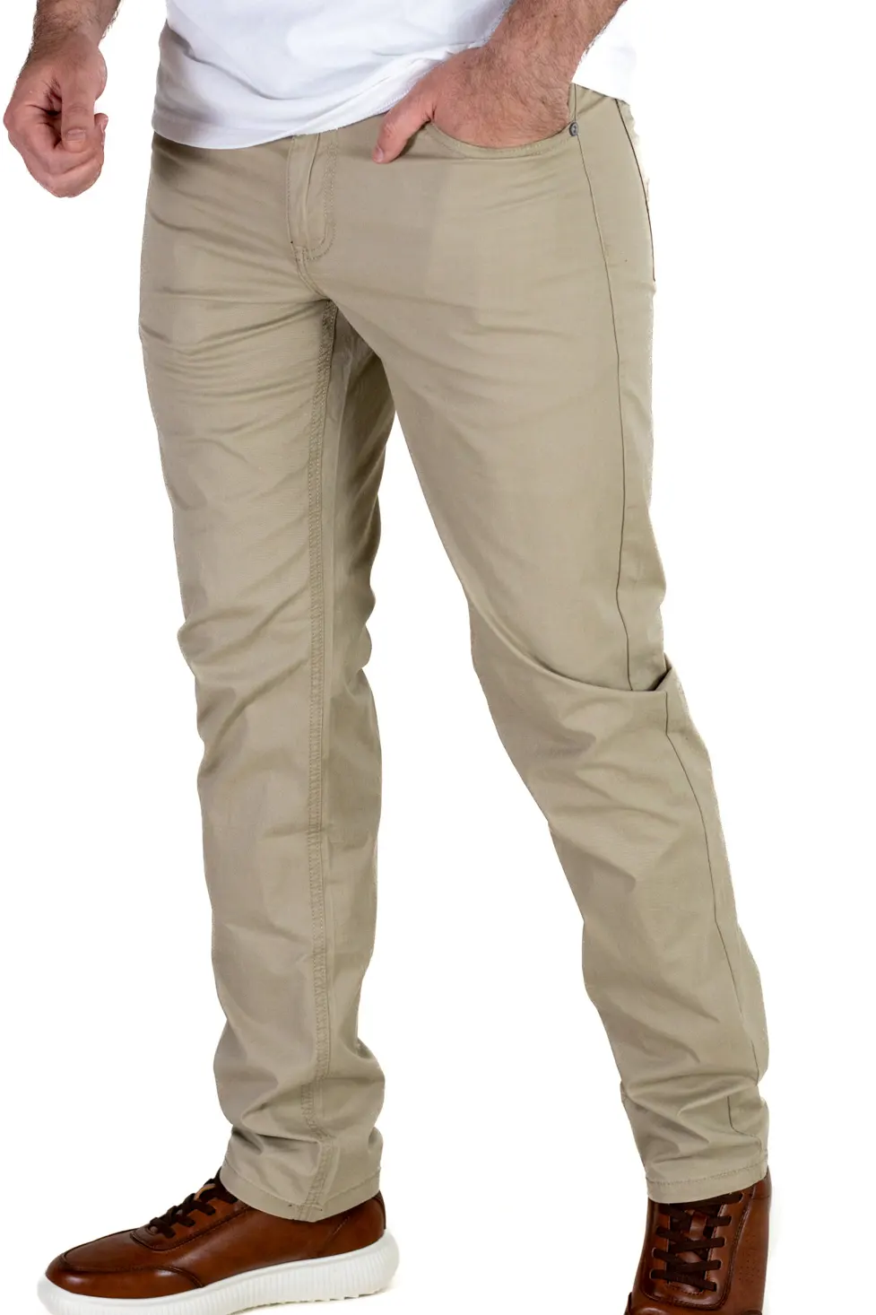 Pantaloni casual barbati - bej, Regular Fit [8]