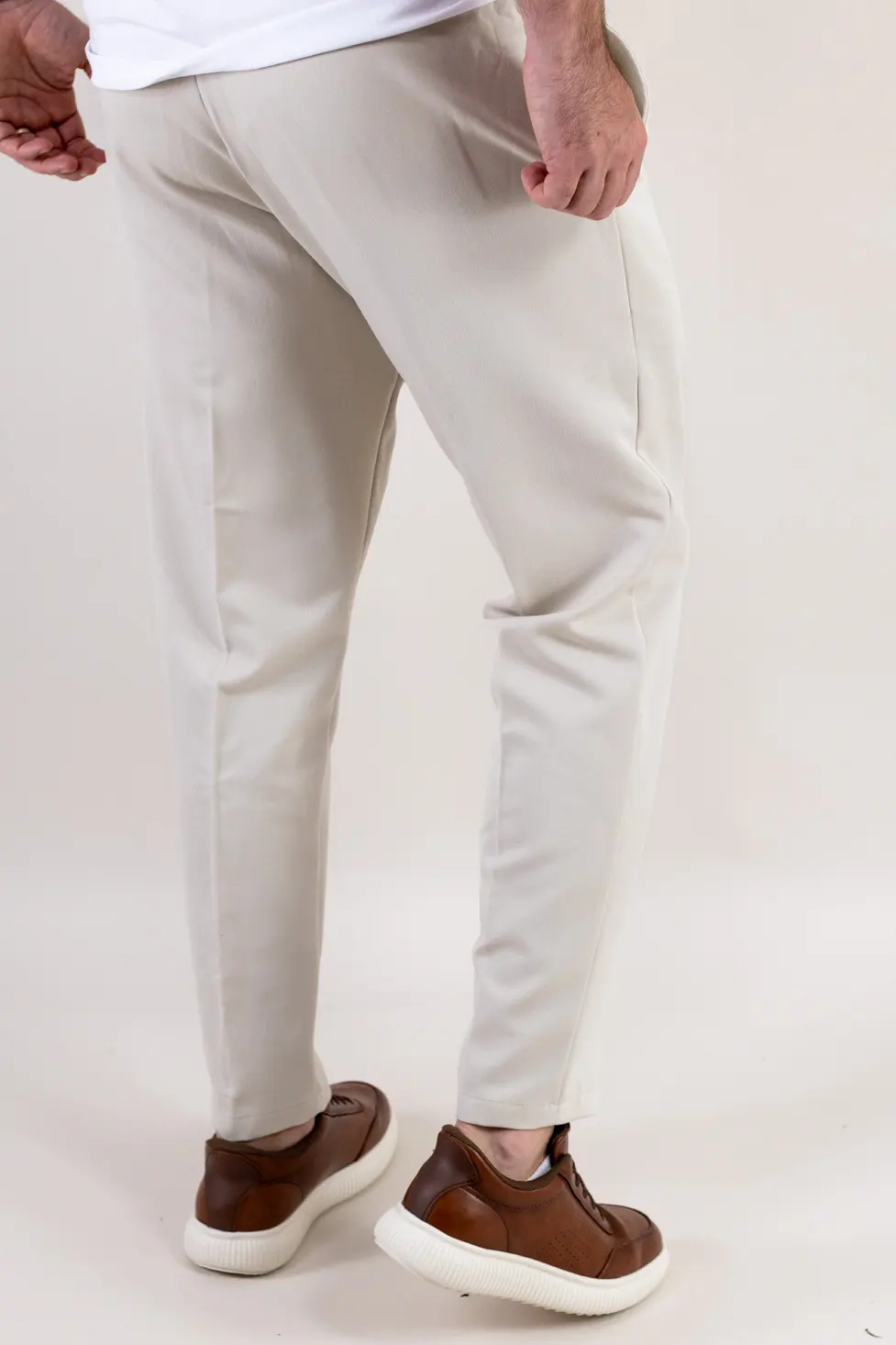 Pantaloni conici smart-casual crem [5]