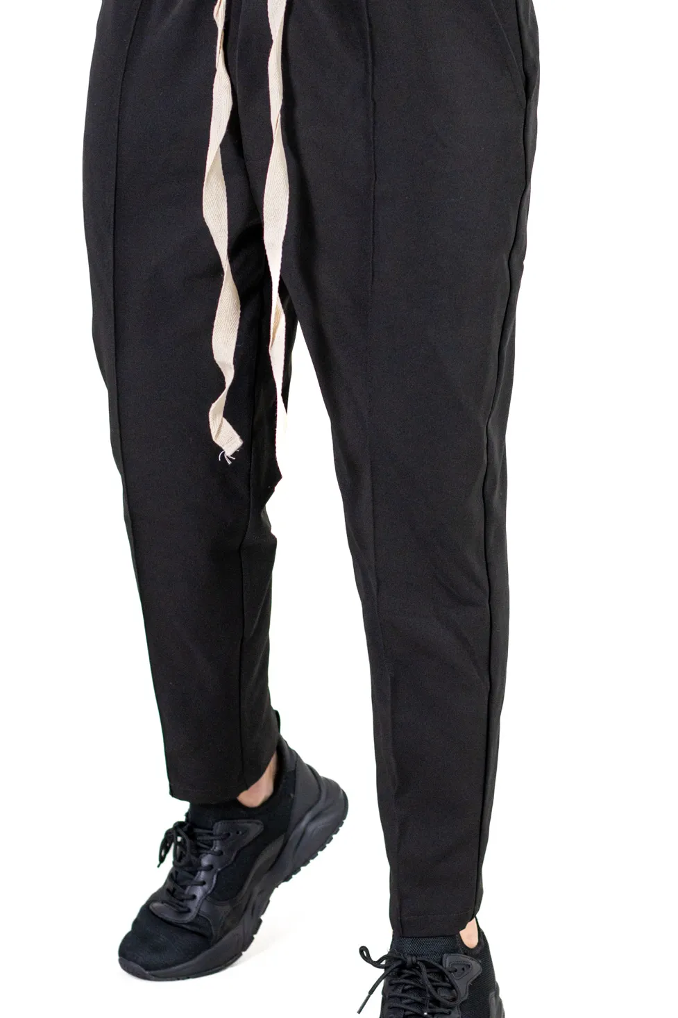 Pantaloni casual cu siret lung si dunga [5]