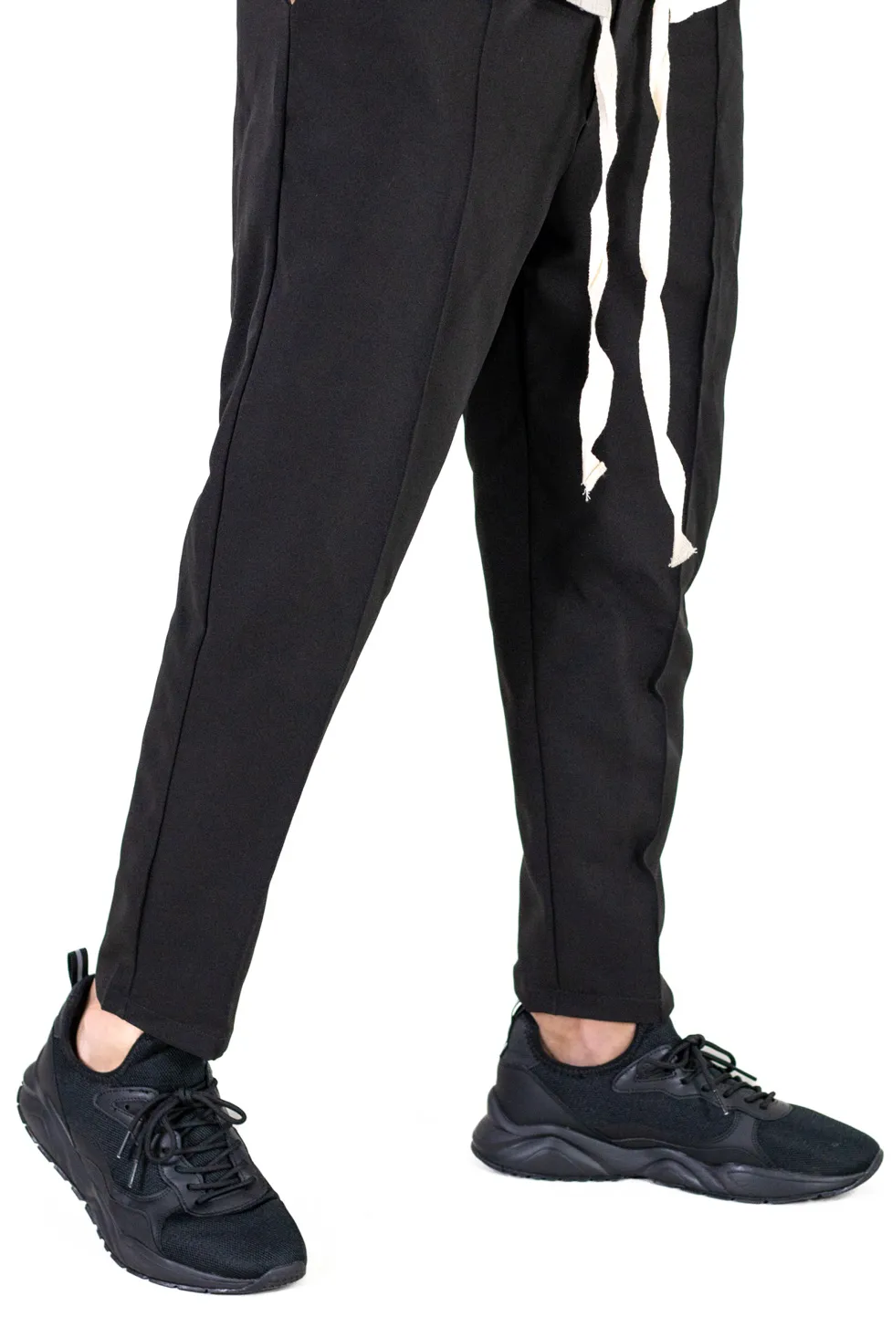 Pantaloni casual cu siret lung si dunga [2]