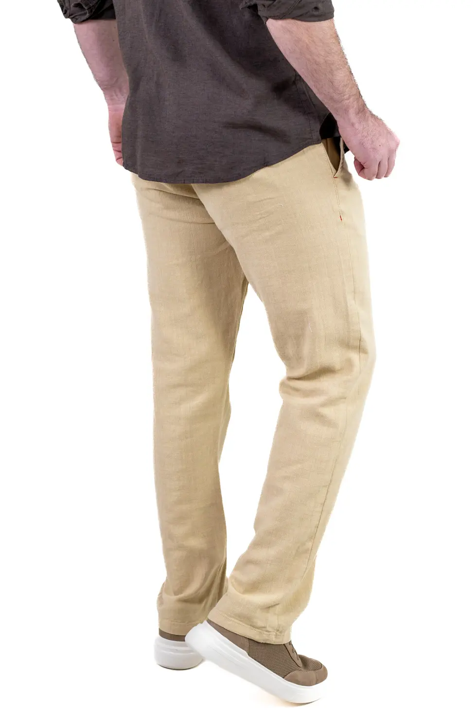 Pantaloni Bărbați Vară Regular Fit, 100% Bumbac, Talie Elastică, Bej [7]