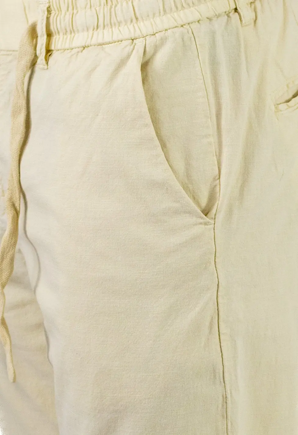 Pantaloni Vară Bărbați Chino, Bumbac 100%, Talie Elastică cu Șnur, lime. [8]