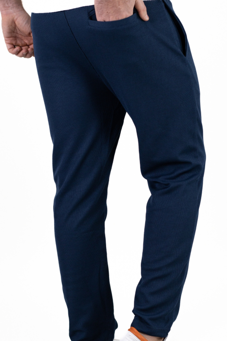 Pantaloni bleumarin casual din tricot [8]