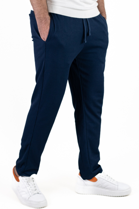 Pantaloni bleumarin casual din tricot [3]