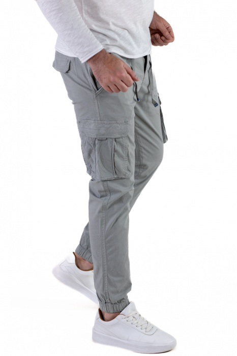 Pantaloni gri cu buzunare slim fit - confort [3]