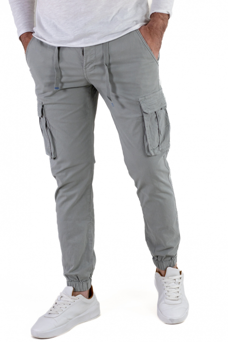 Pantaloni gri cu buzunare slim fit - confort [5]