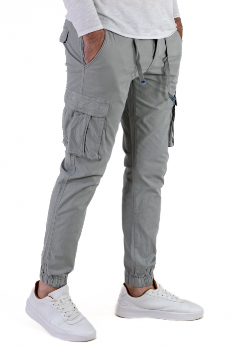 Pantaloni gri cu buzunare slim fit - confort [8]