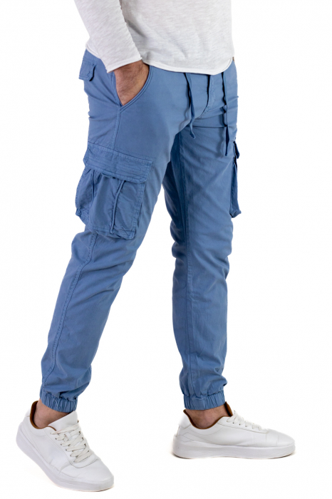 Pantaloni albastri cu buzunare slim fit - confort [6]