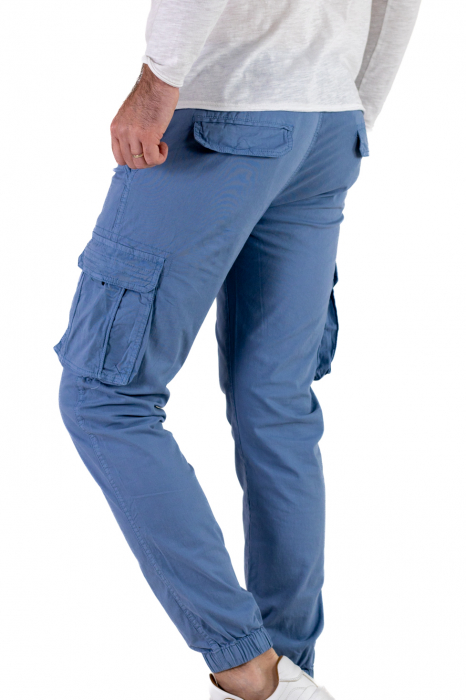 Pantaloni albastri cu buzunare slim fit - confort [5]