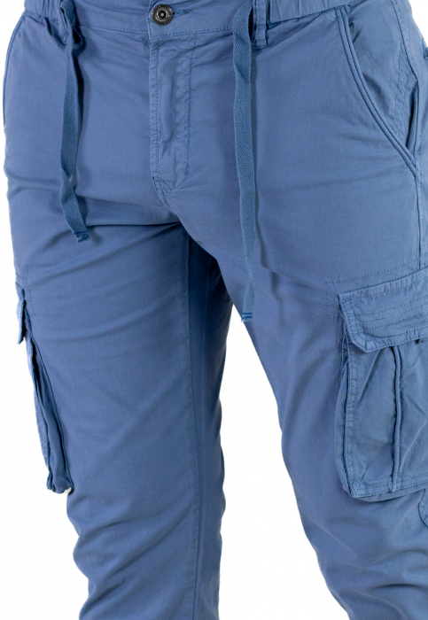 Pantaloni albastri cu buzunare slim fit - confort [2]
