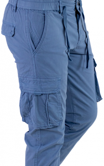 Pantaloni albastri cu buzunare slim fit - confort [3]