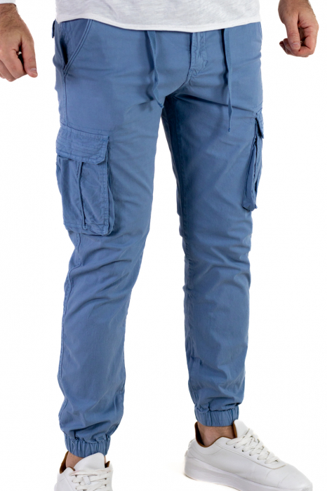Pantaloni albastri cu buzunare slim fit - confort [8]