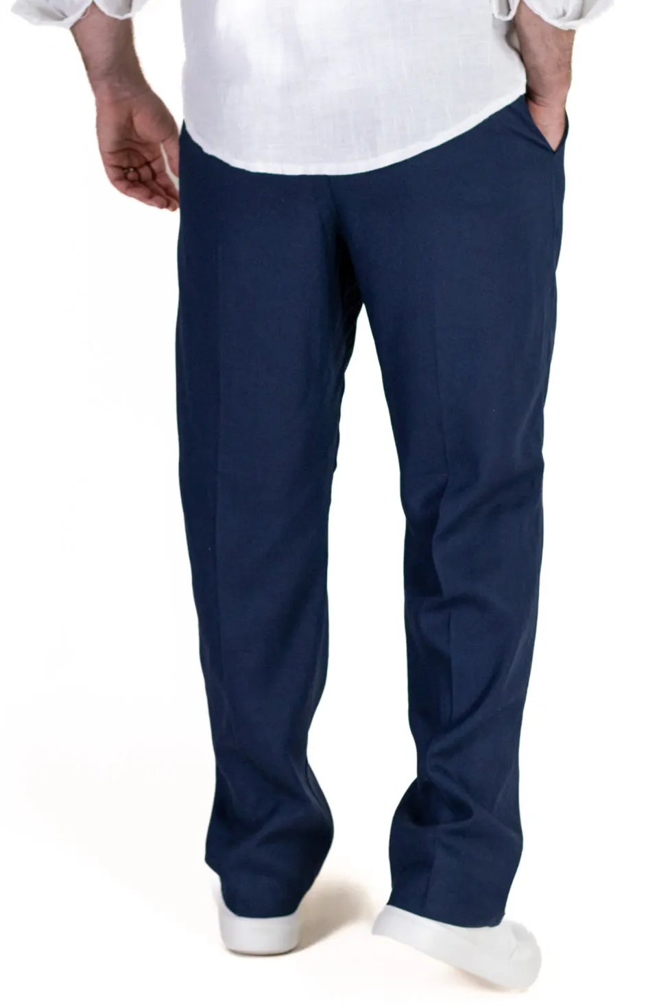 Pantaloni bleumarin lejeri din in si vâscoză bărbați [5]