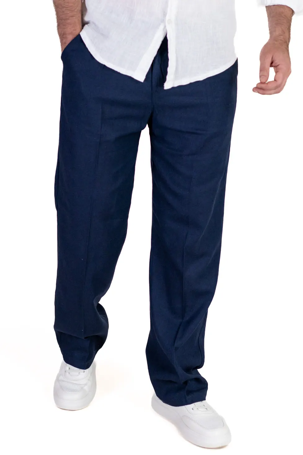 Pantaloni bleumarin lejeri din in si vâscoză bărbați [6]