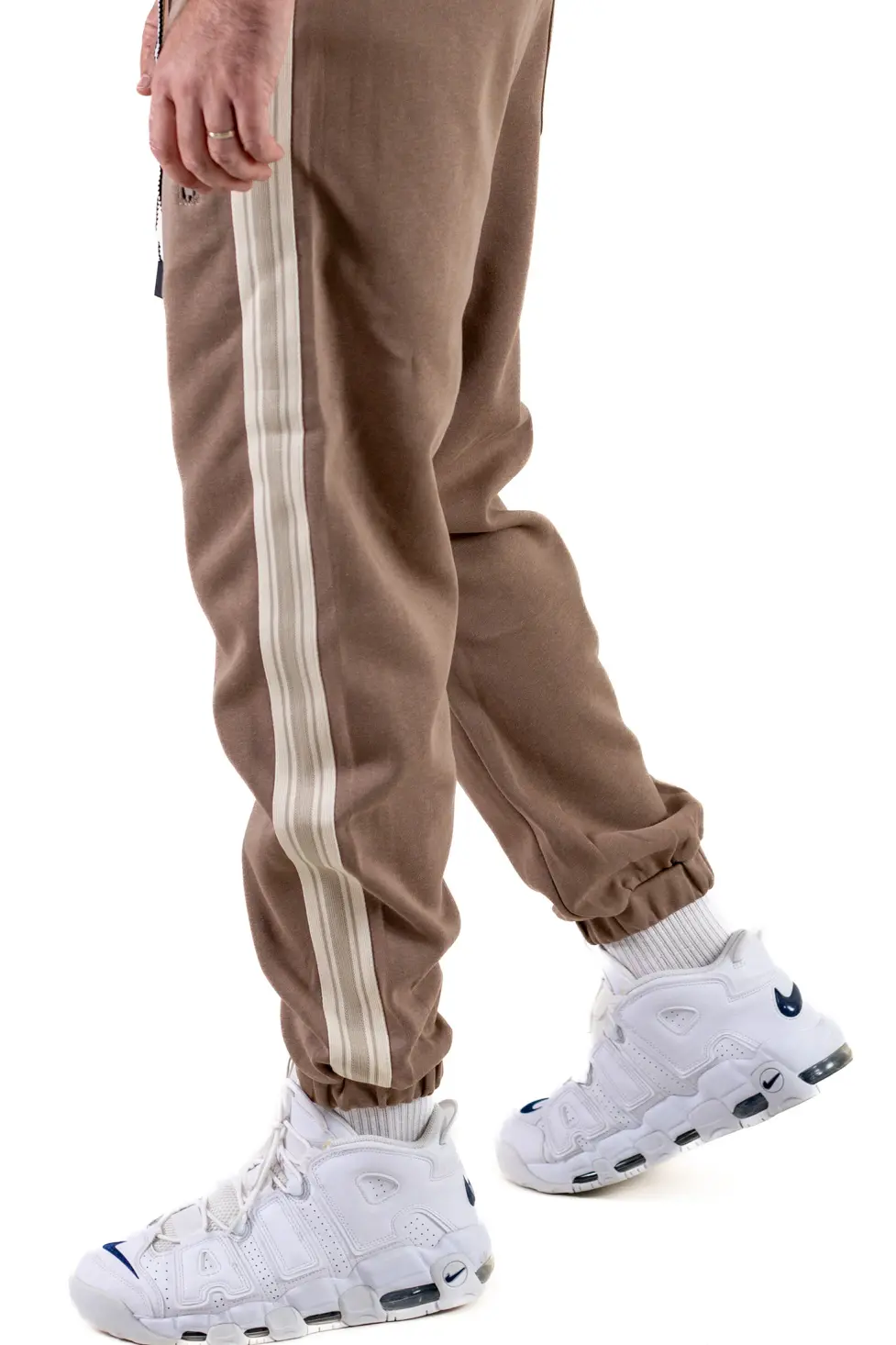 Pantaloni trening bărbați baggy maro cu dungi [3]